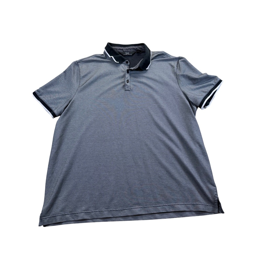 Michael Strahan Polo Shirt Mens XL Gray Short Sleeve Tipped Collar Casual Top